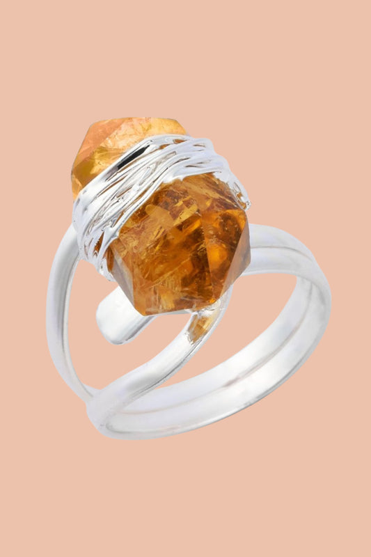 CITRINE silver plated ring by Meraki Beach  - Wear Your Energy Crystal Collection.