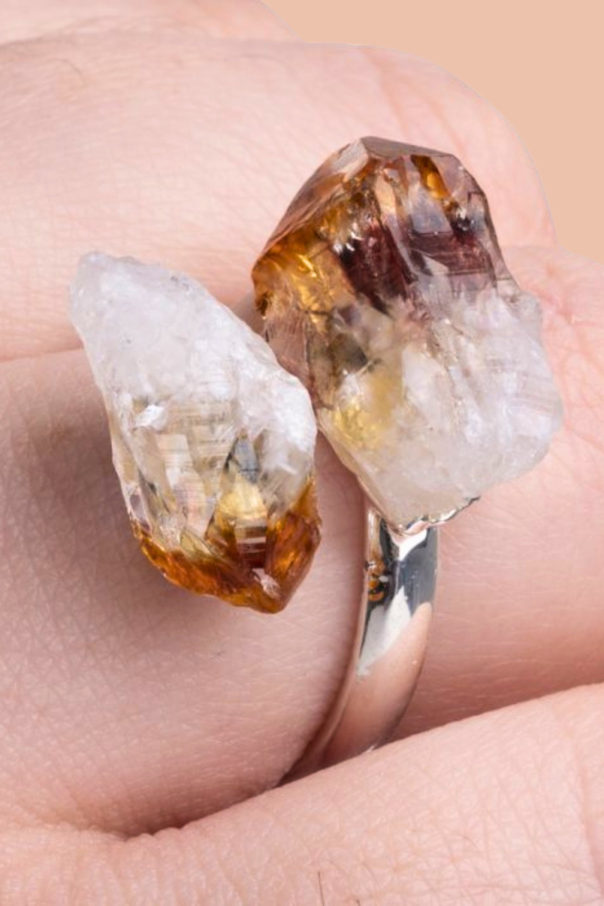 CITRINE silver plated ring by Meraki Beach Crystal Collection.