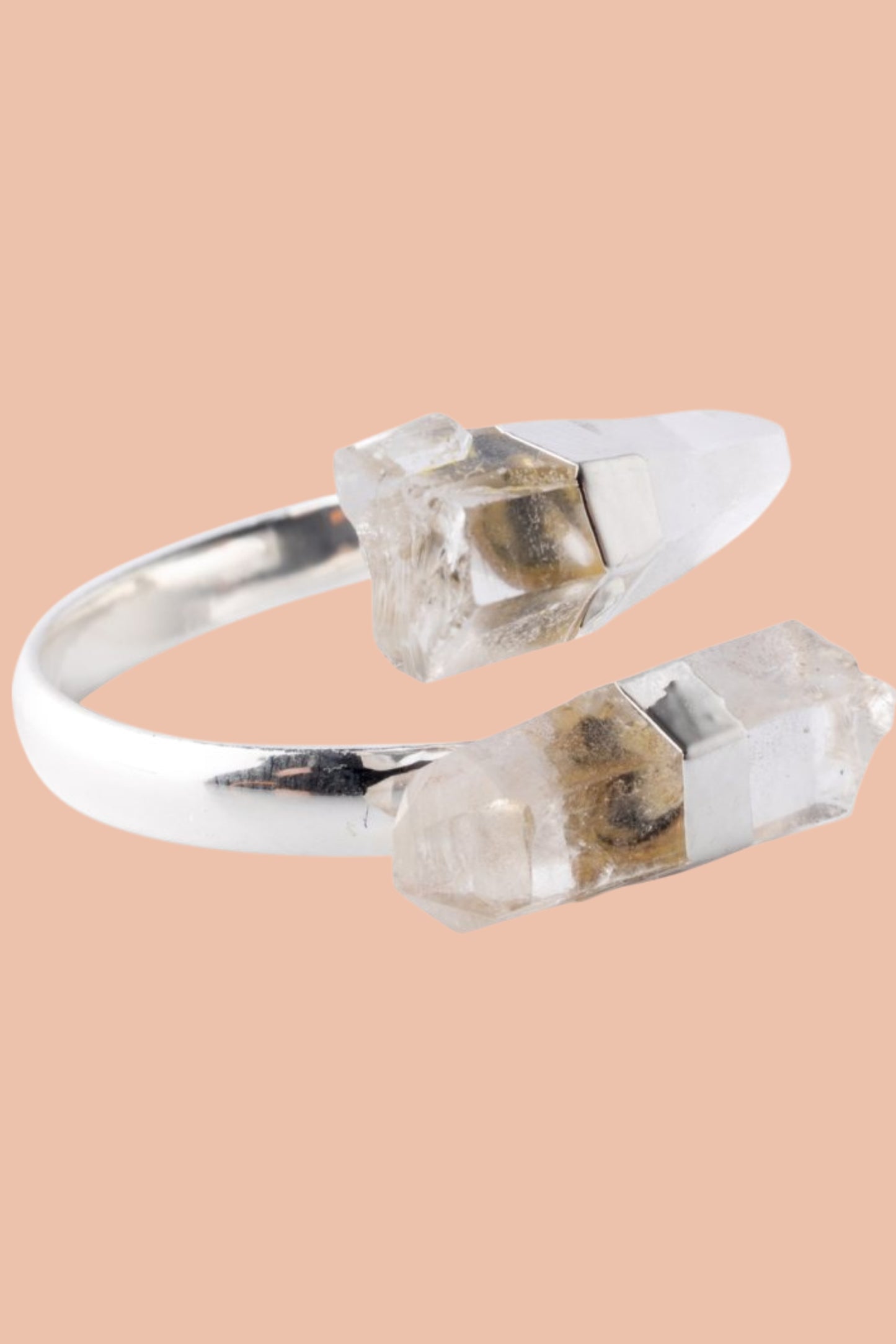 CLEAR QUARTZ double crystal ring by Meraki Beach - Wear Your Energy Collection. 