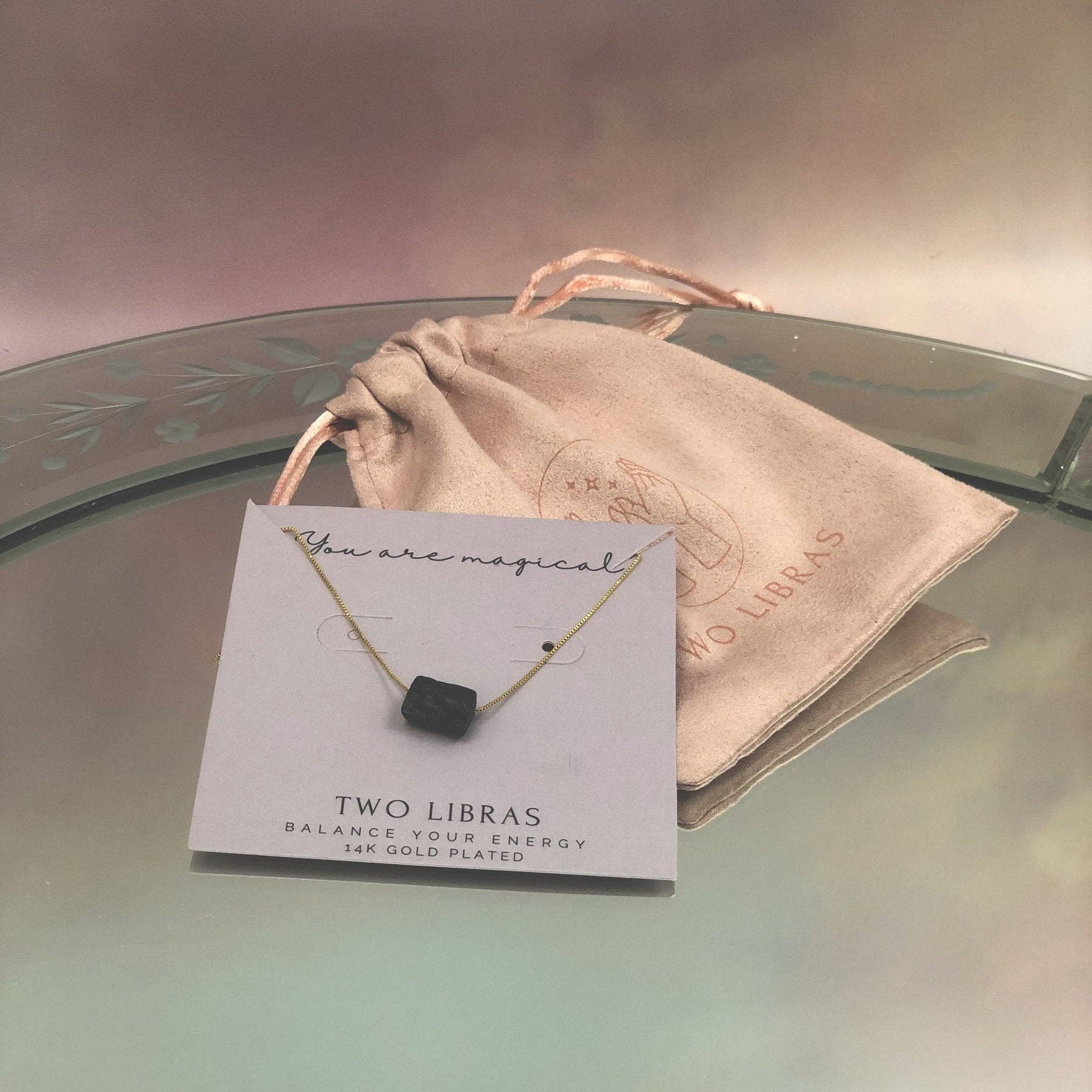 GOLD NECKLACE WITH BLACK TOURMALINE CRYSTAL