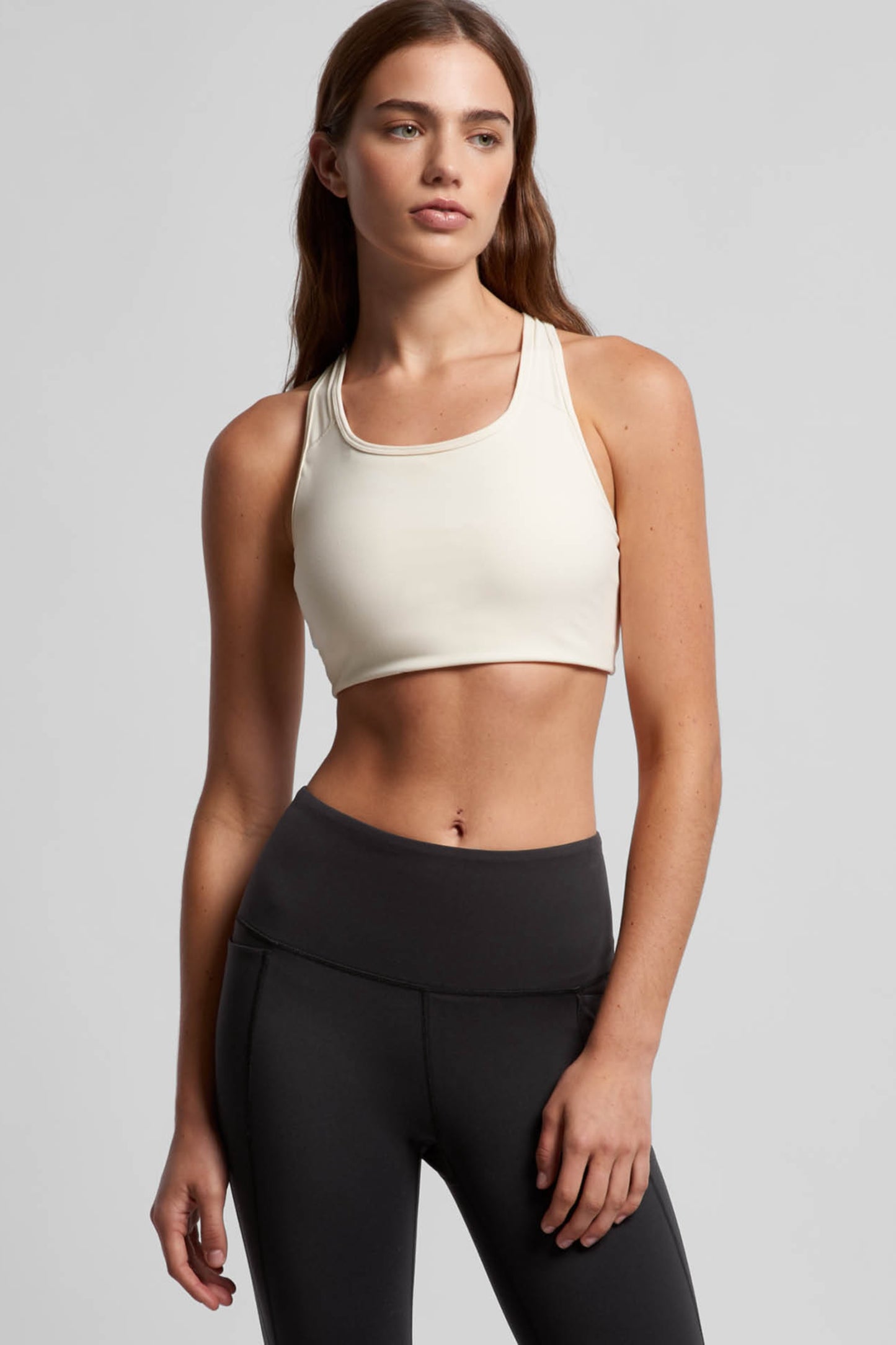 MAREA Active Bra Top in Bone – PFAS-free ethical activewear top by Meraki Beach