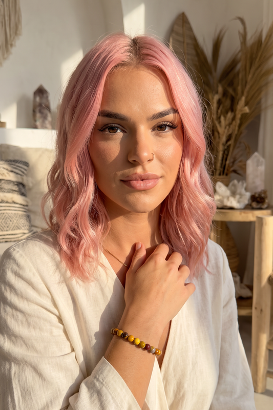 MOOKAITE Crystal Bracelet with Natural 6mm Tumblestone Beads by Meraki Beach Rituals - Wear Your Energy Crystal Collection.