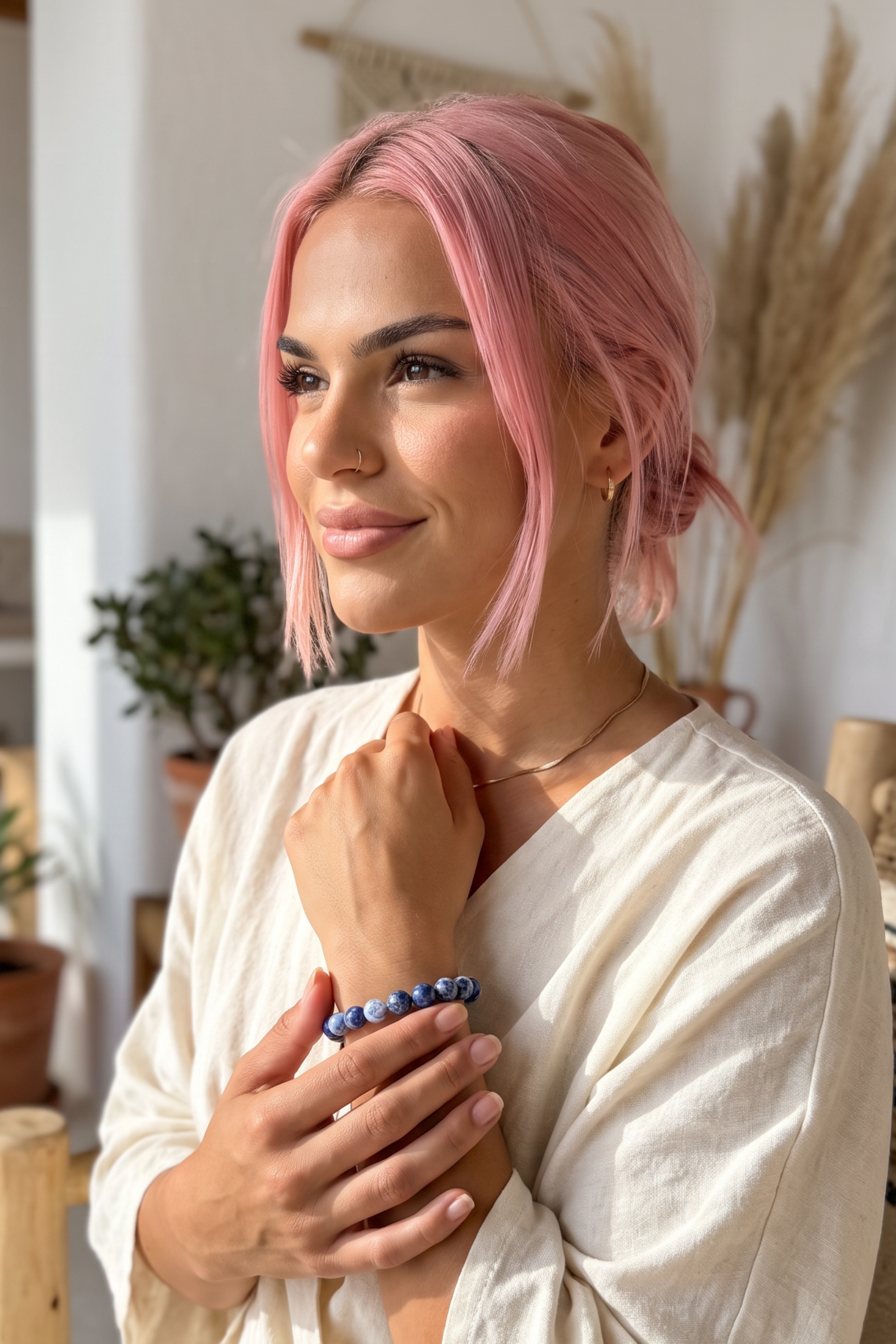 SODALITE Healing Crystal Bracelet with Jute Hessian Gift Pouch by Meraki Breach - Wear Your Energy Crystal Collection.