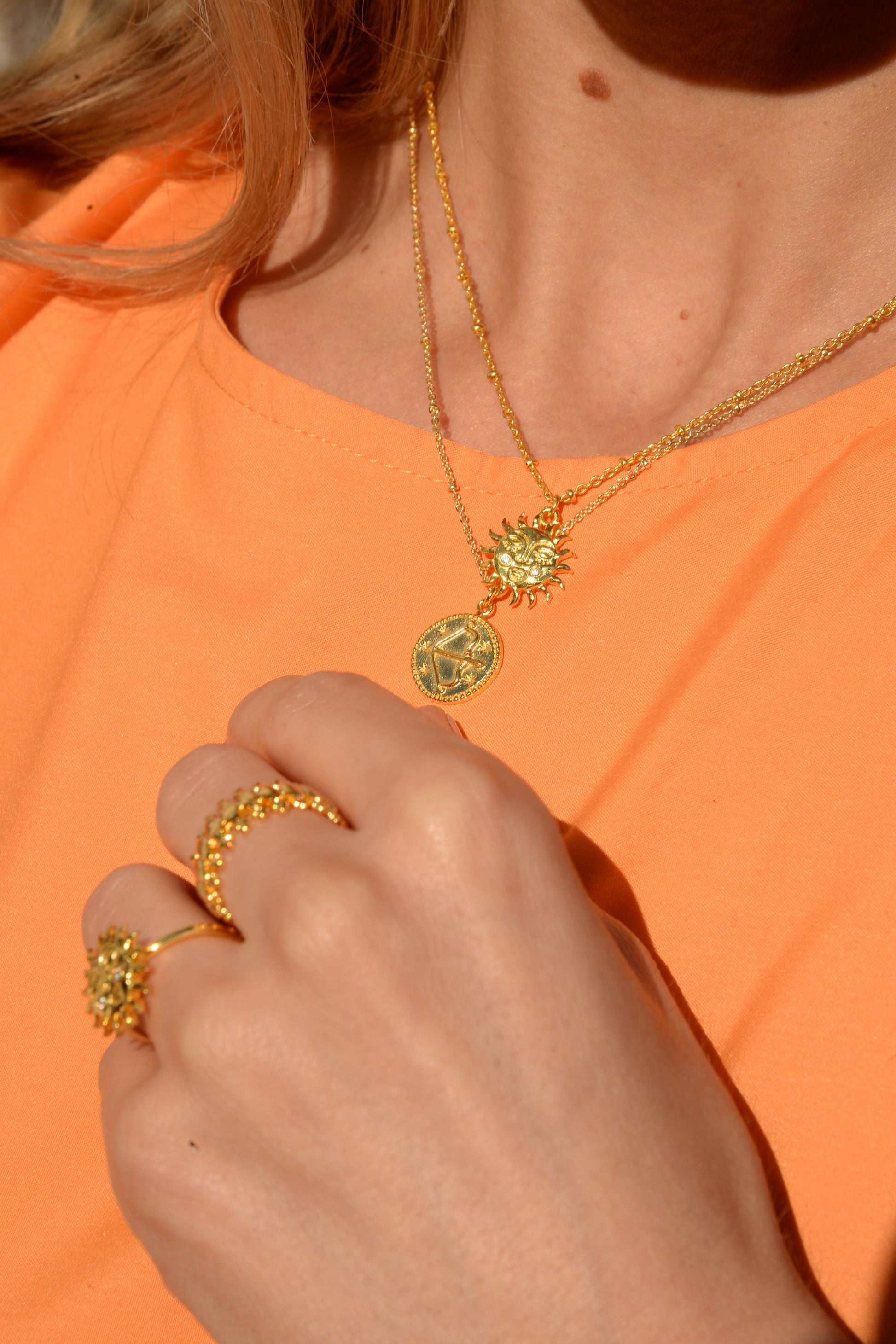 zodiac gold pendant necklace